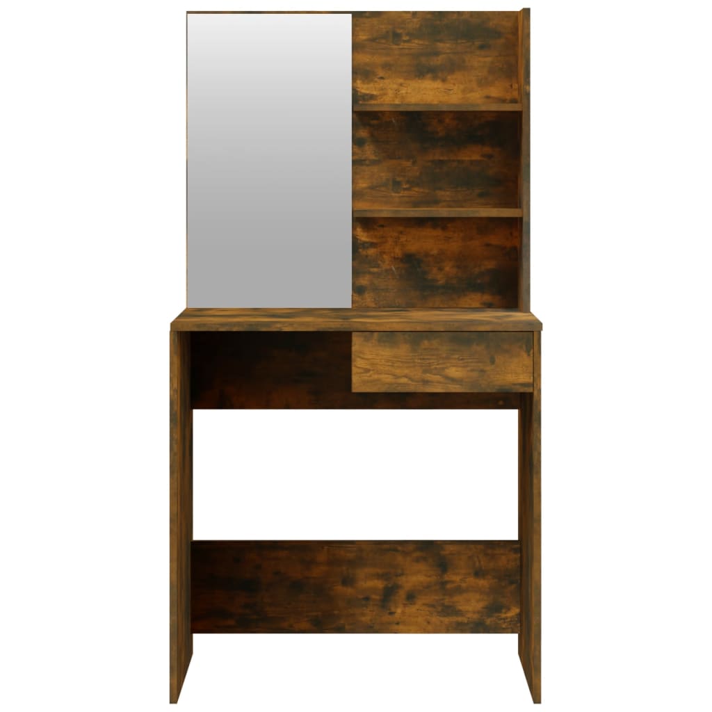 Dressing table with mirror, smoked oak, 74.5x40x141 cm