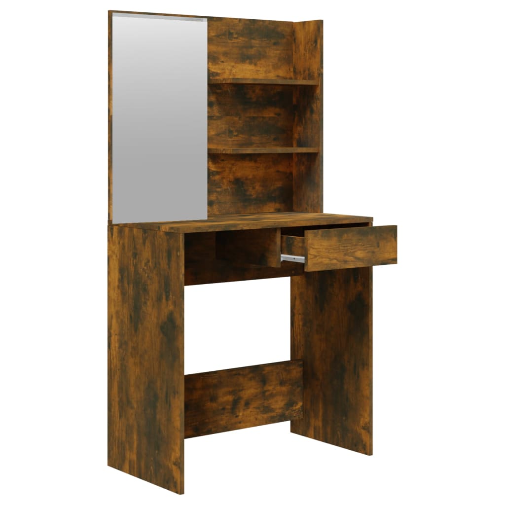 Dressing table with mirror, smoked oak, 74.5x40x141 cm