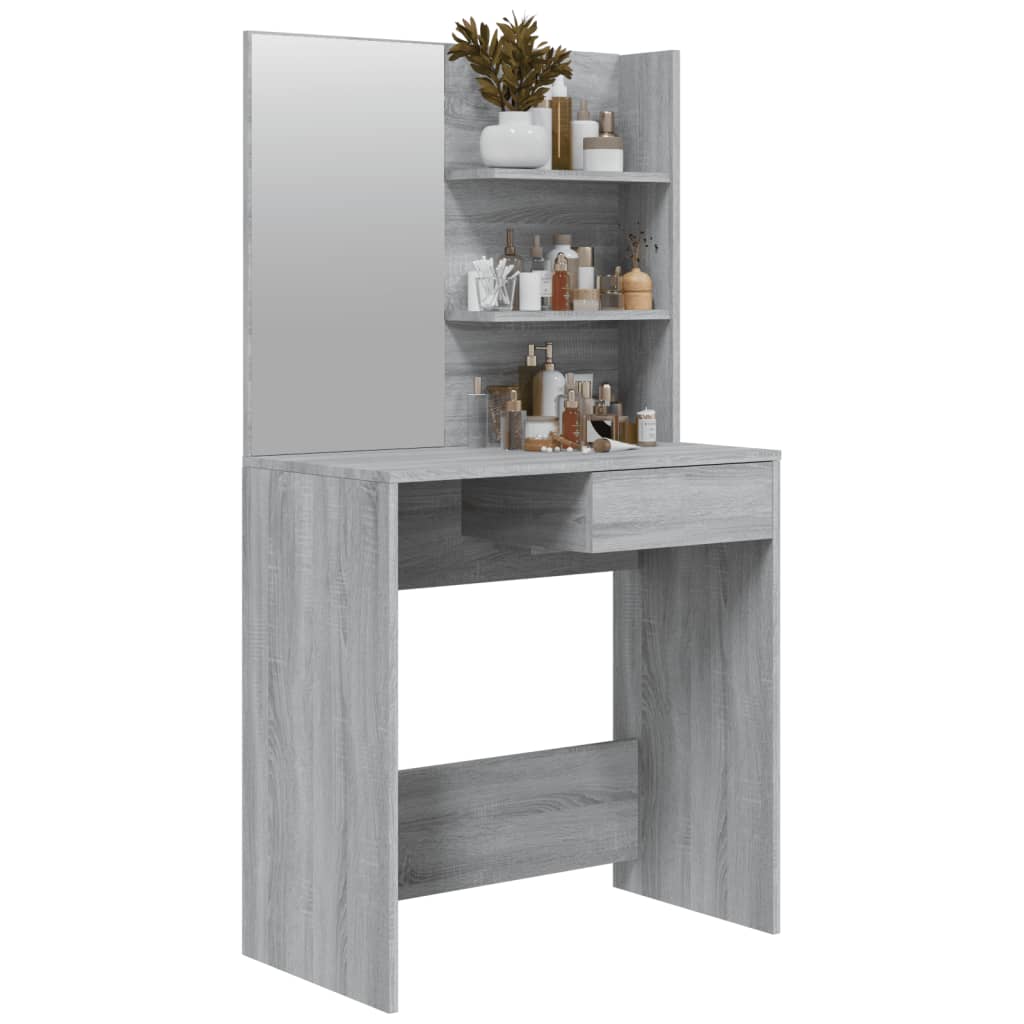 Dressing table with mirror, sonoma grey, 74.5x40x141 cm