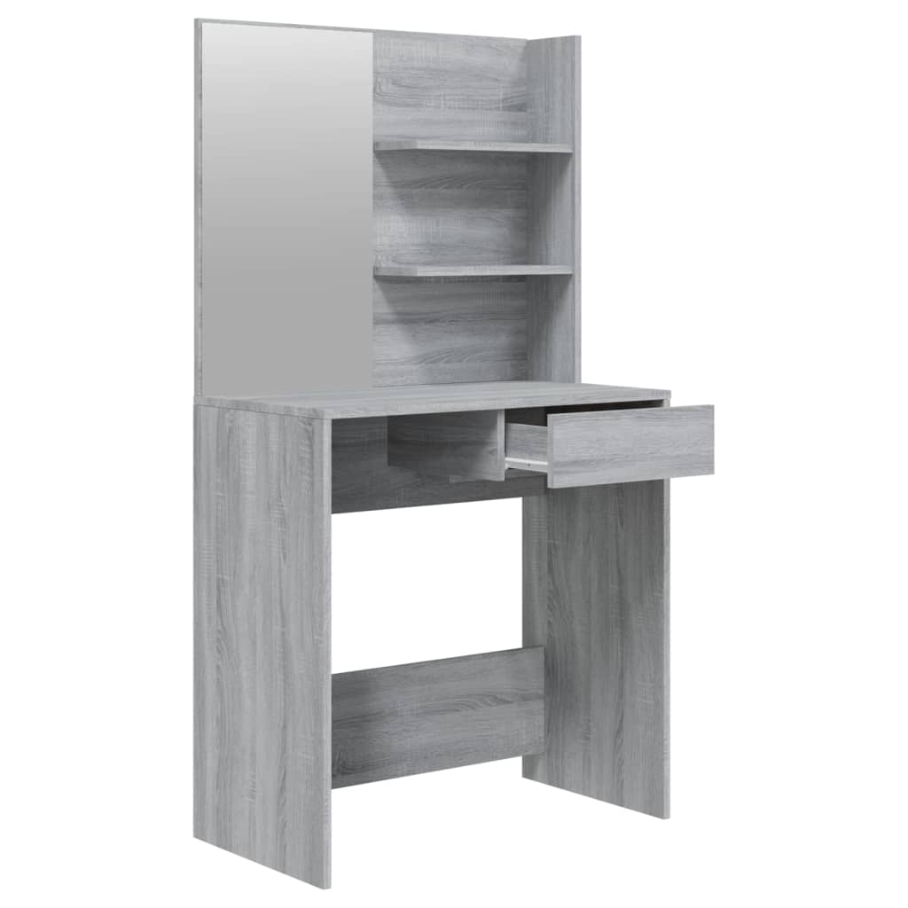 Dressing table with mirror, sonoma grey, 74.5x40x141 cm