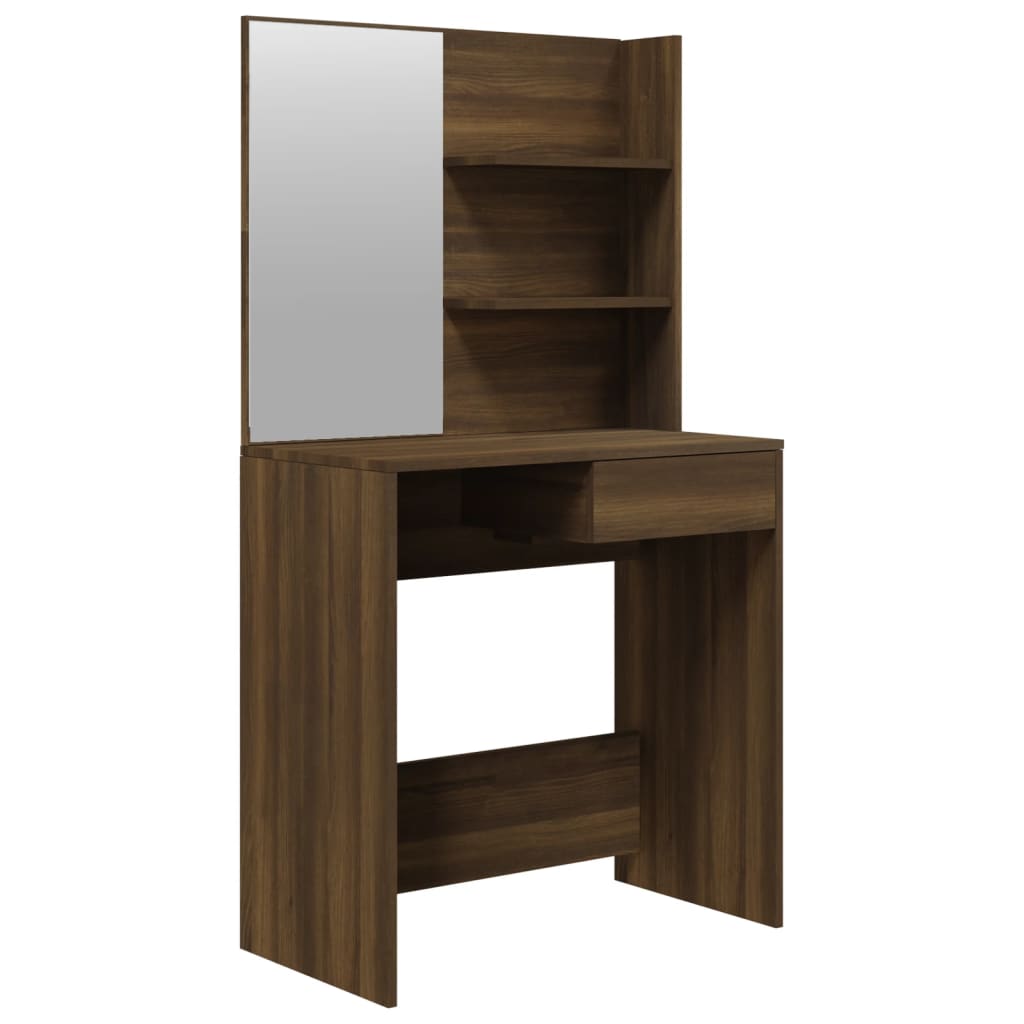 Dressing table with mirror, brown oak, 74.5x40x141 cm