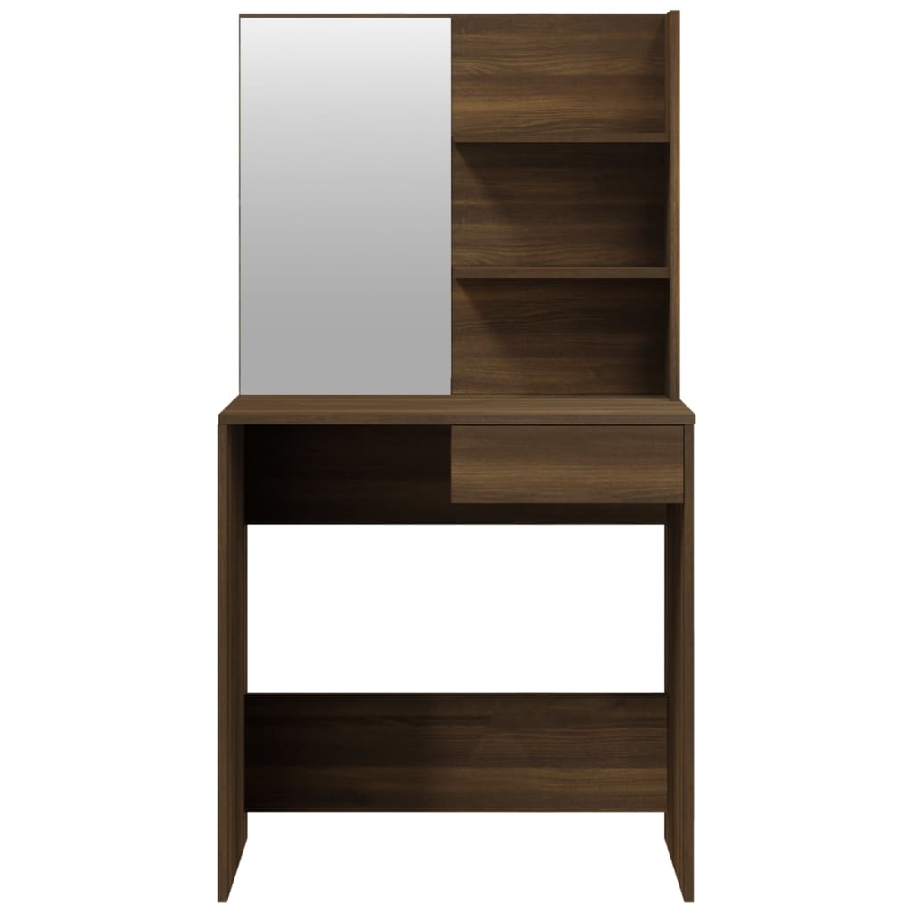 Dressing table with mirror, brown oak, 74.5x40x141 cm