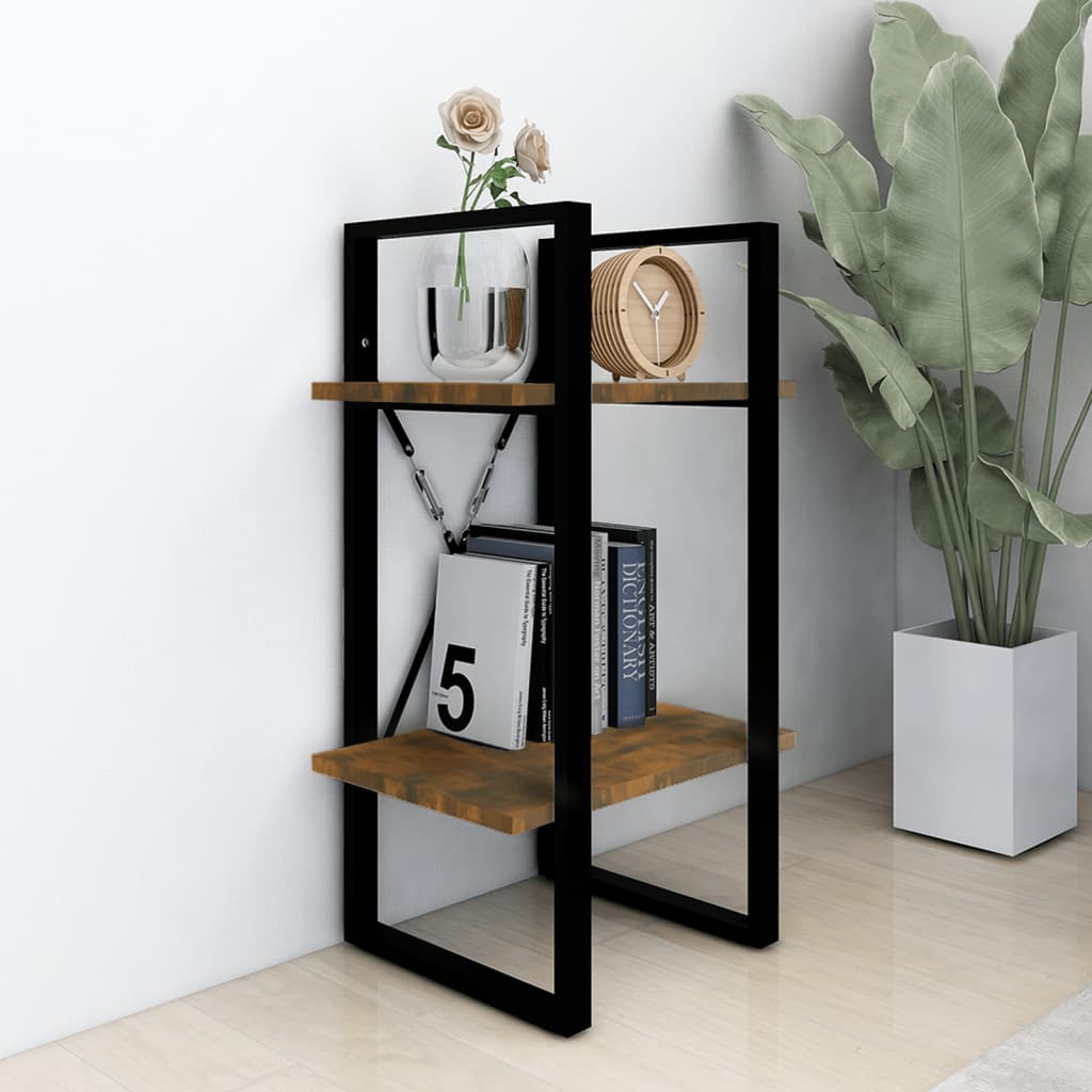 2-tier bookcase smoky oak 40x30x70 cm composite wood