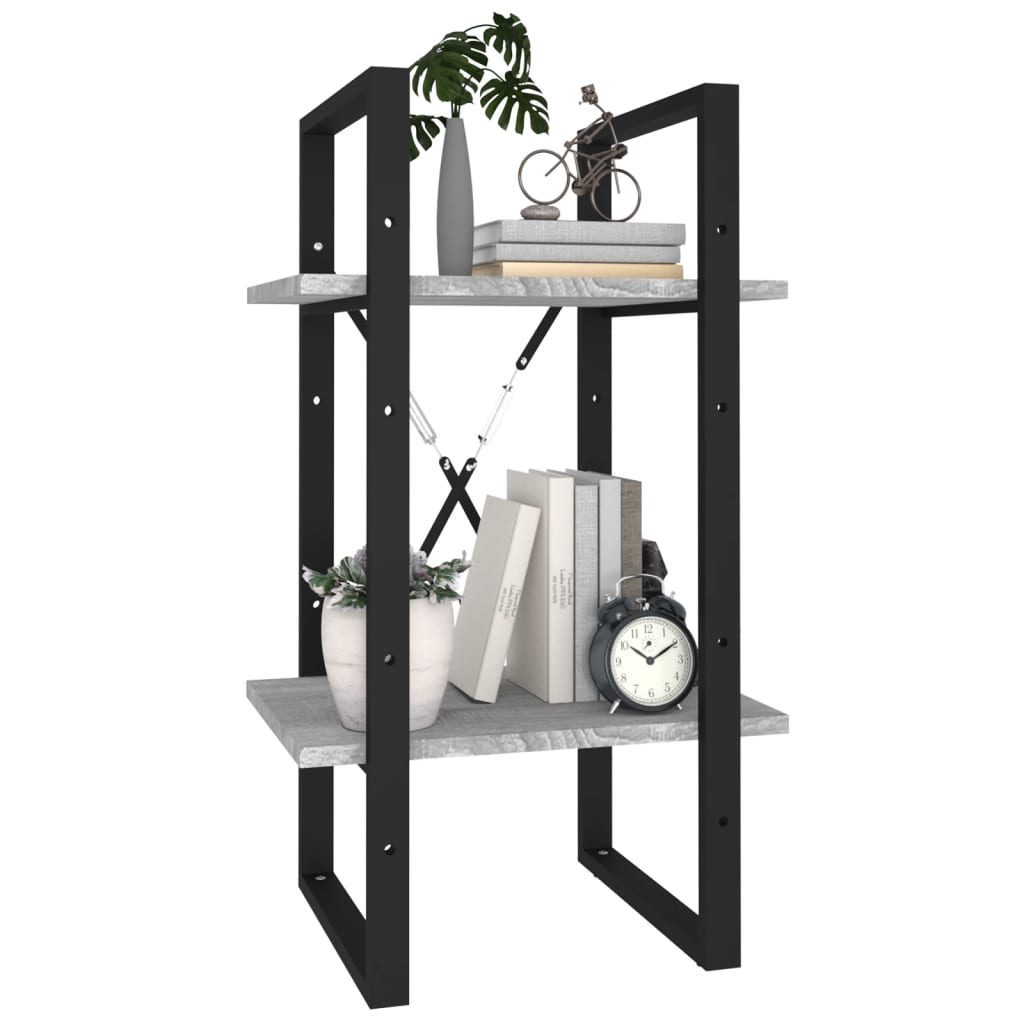 2-tier bookcase, sonoma gray, 40x30x70 cm, composite wood