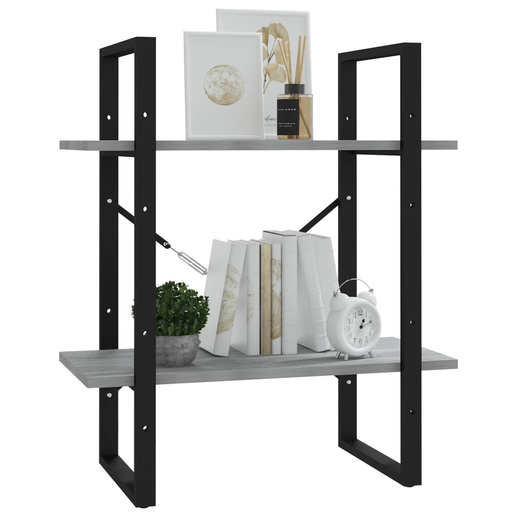 2-tier bookcase, sonoma gray, 60x30x70 cm, composite wood