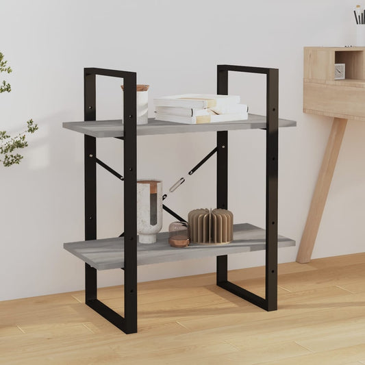 2-tier bookcase, sonoma gray, 60x30x70 cm, composite wood