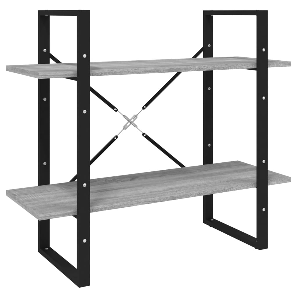 2-tier bookcase, sonoma gray, 80x30x70 cm, composite wood