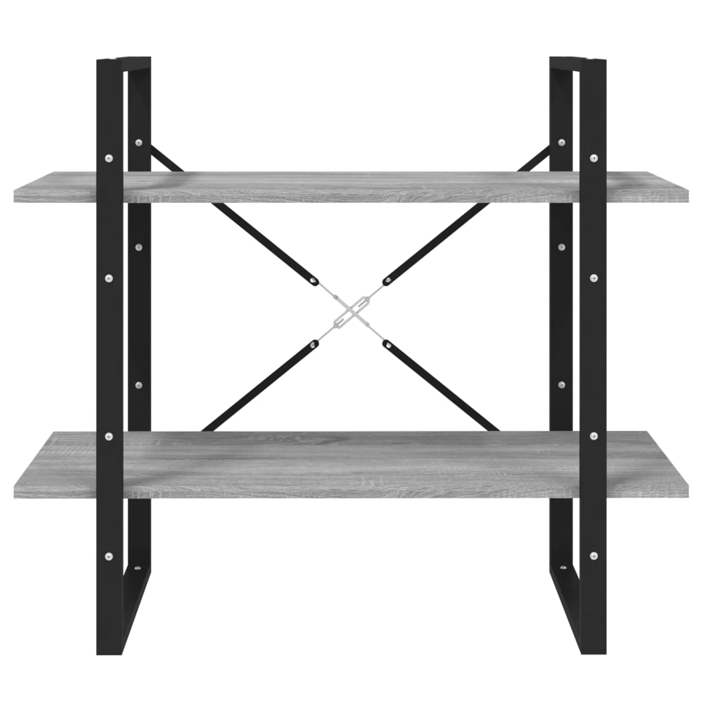 2-tier bookcase, sonoma gray, 80x30x70 cm, composite wood