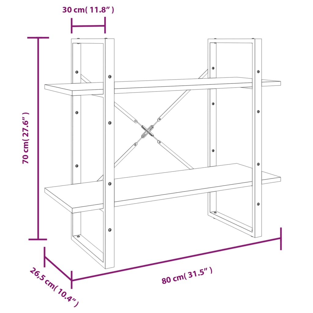 Bibliotecă 5 niveluri gri sonoma, 80x30x175 cm lemn prelucrat