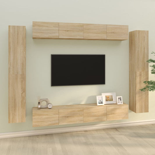 TV cabinet set, 8 pieces, sonoma oak, engineered wood