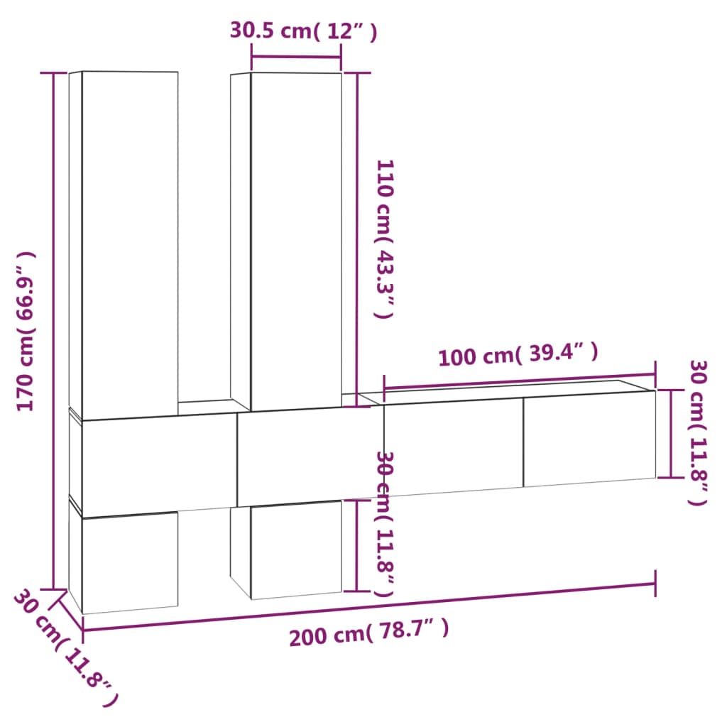 Wall-mounted TV cabinet, sonoma grey, engineered wood