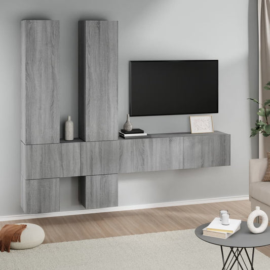 Wall-mounted TV cabinet, sonoma grey, engineered wood