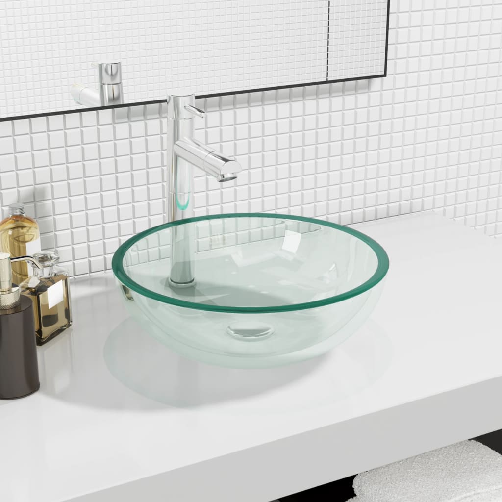 Tempered glass washbasin, 35x12 cm, transparent