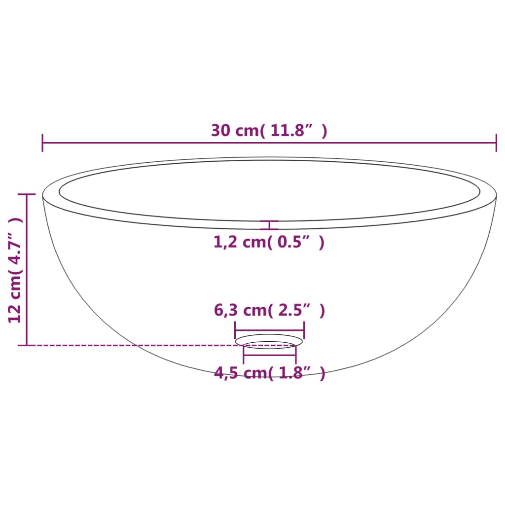 Tempered glass washbasin, 30x12 cm, transparent