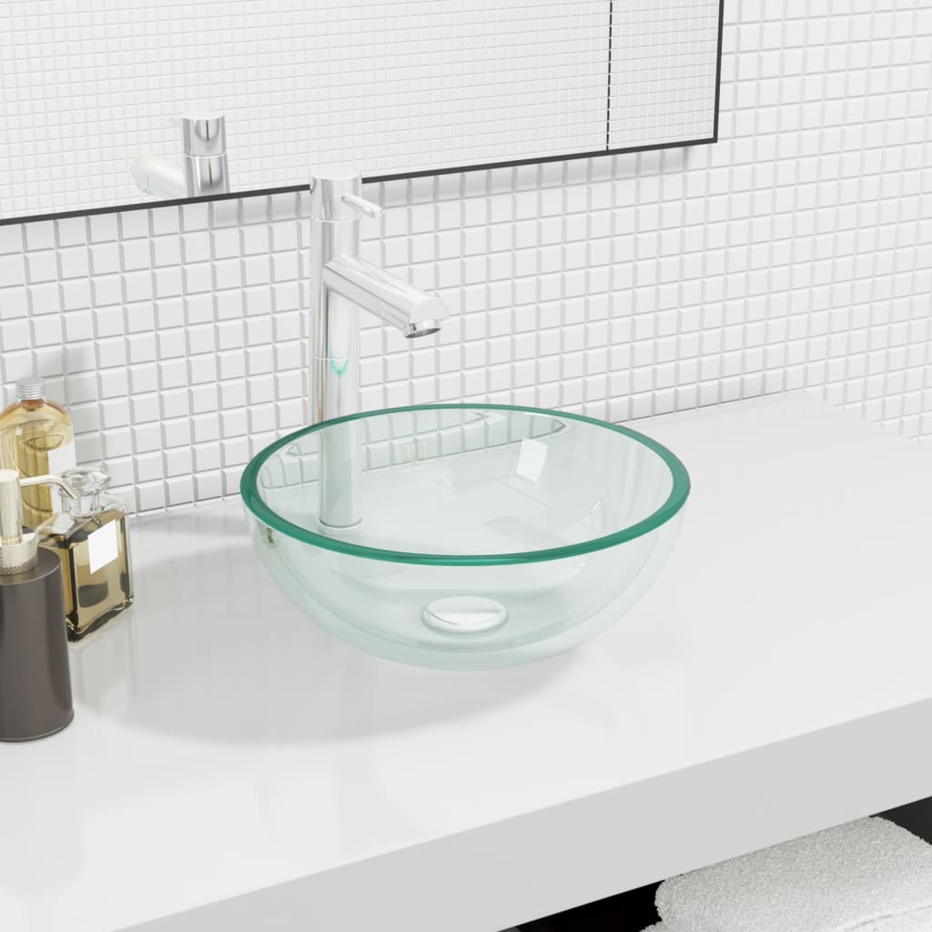 Tempered glass washbasin, 30x12 cm, transparent