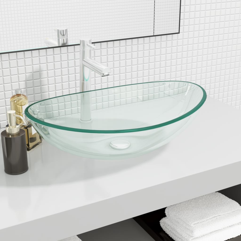 Sink, transparent, 54.5x35x15.5 cm, tempered glass