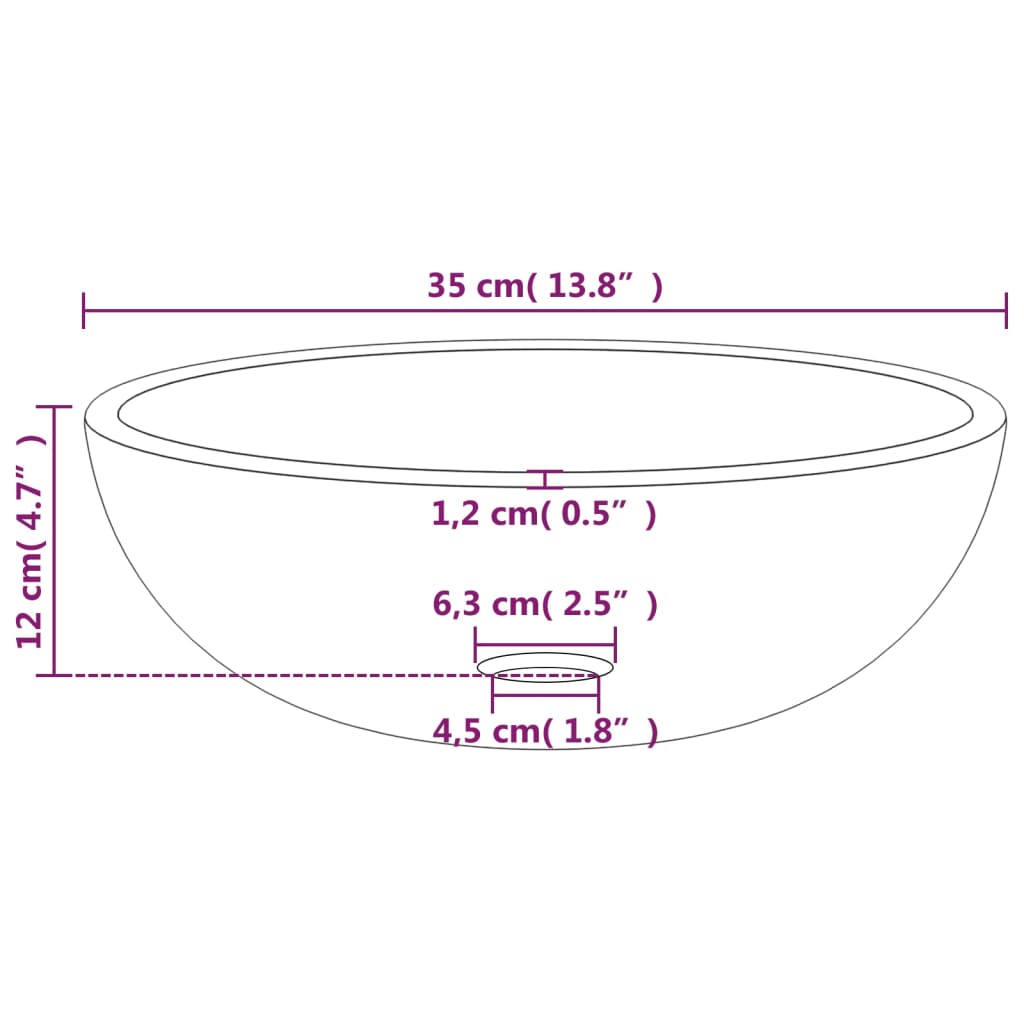 Tempered glass sink, 35x12 cm, matte