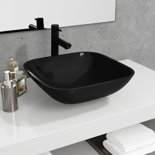 Glass sink, black, 42x42x14 cm