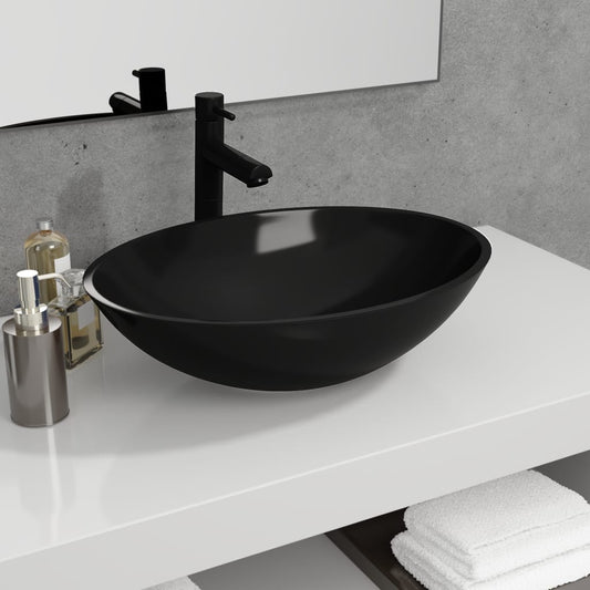 Glass sink, black, 50x37x14 cm