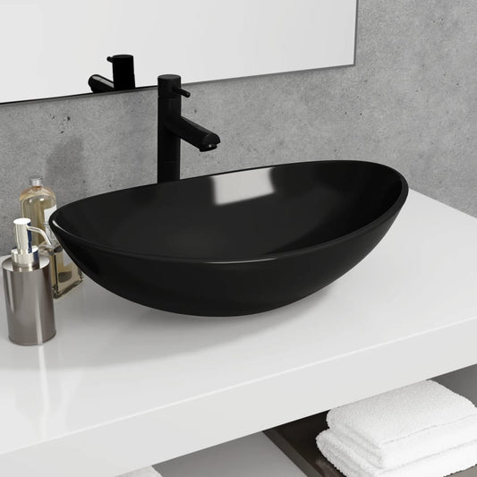 Tempered glass sink, black, 54.5x35x15.5 cm