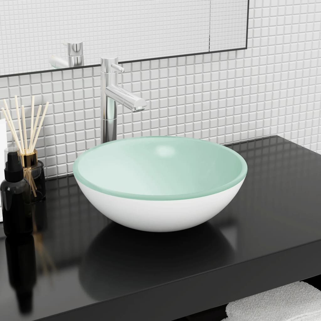 Tempered glass sink, white, 35x12 cm