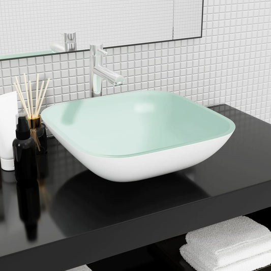 Glass sink, white, 42x42x14 cm