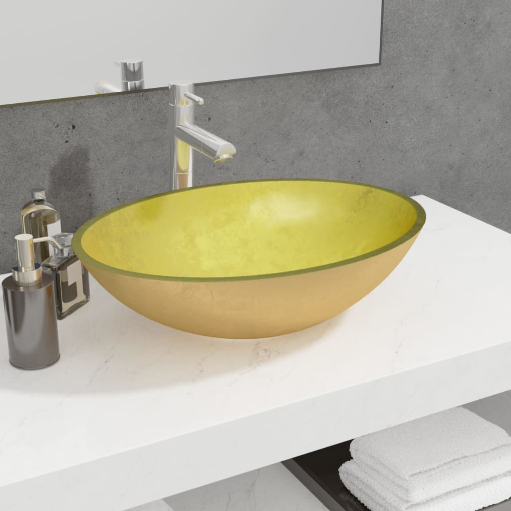 Glass sink, gold, 50x37x14 cm