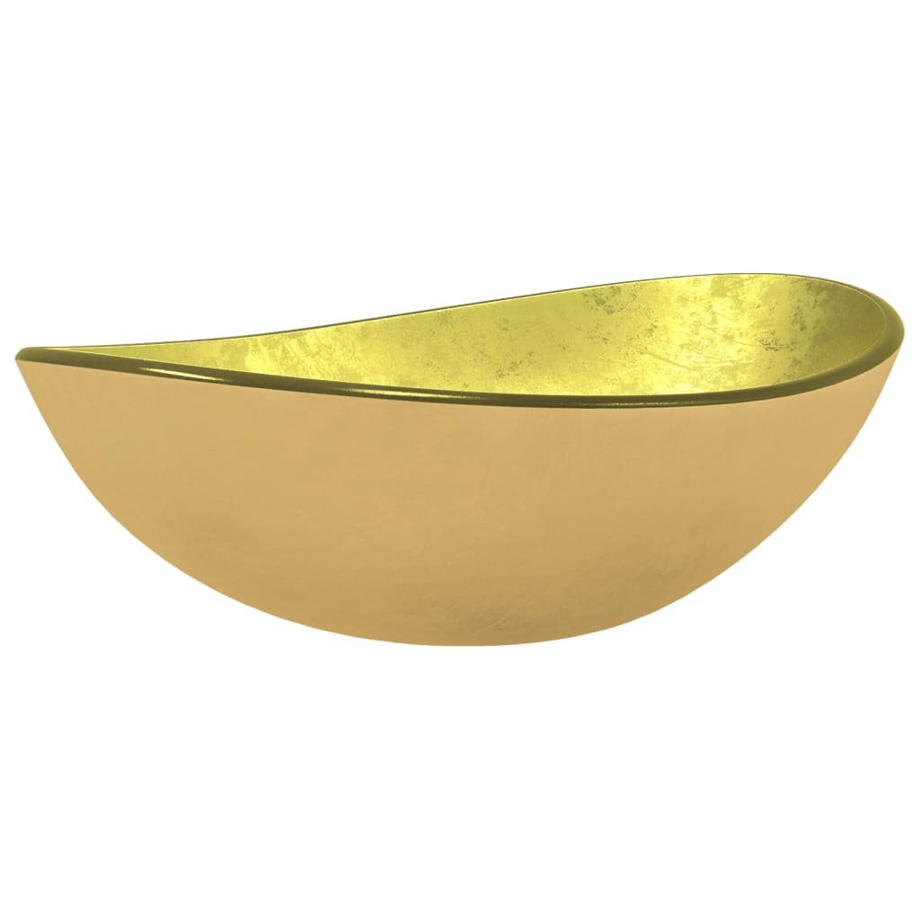 Tempered glass sink, gold, 54.5x35x15.5 cm