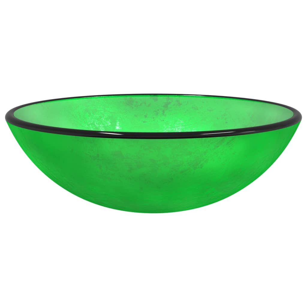 Tempered glass sink, green, 42x14 cm