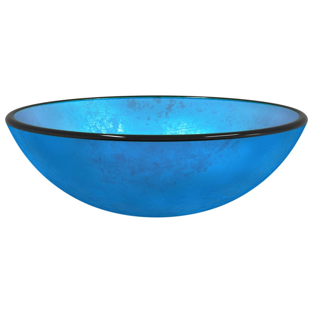 Tempered glass sink, blue, 42x14 cm