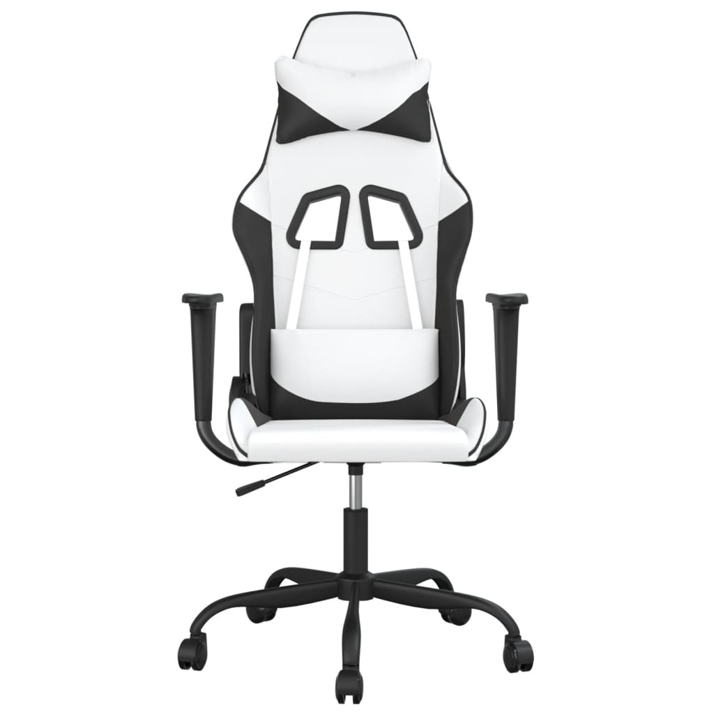 Massage gaming chair, black and white, eco-leather