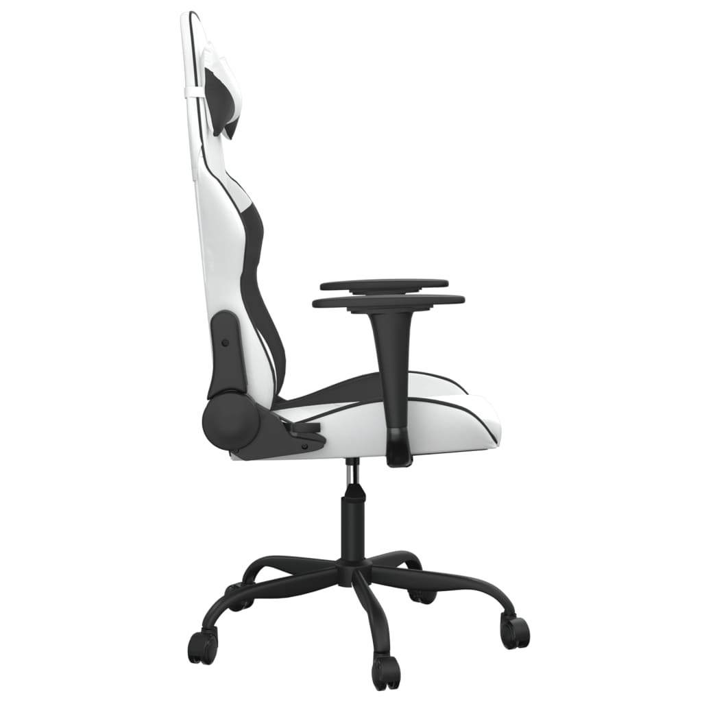 Massage gaming chair, black and white, eco-leather