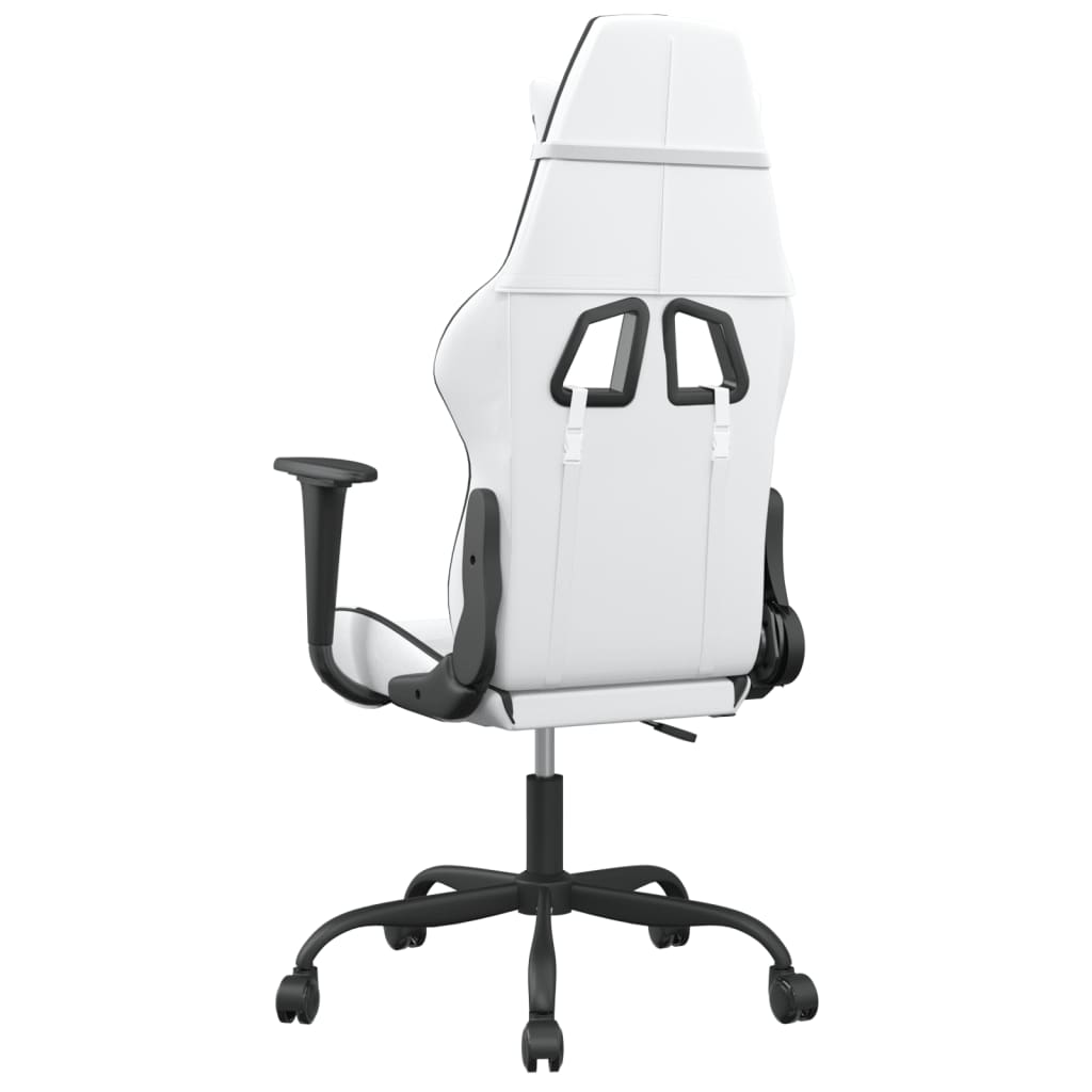 Massage gaming chair, black and white, eco-leather