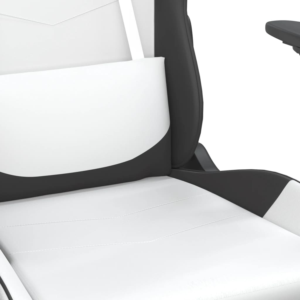 Massage gaming chair, black and white, eco-leather