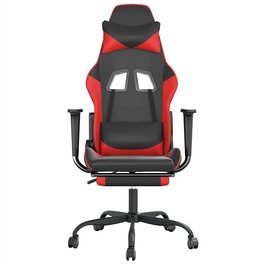 Gaming chair with massage/footrest, black/red, eco-leather