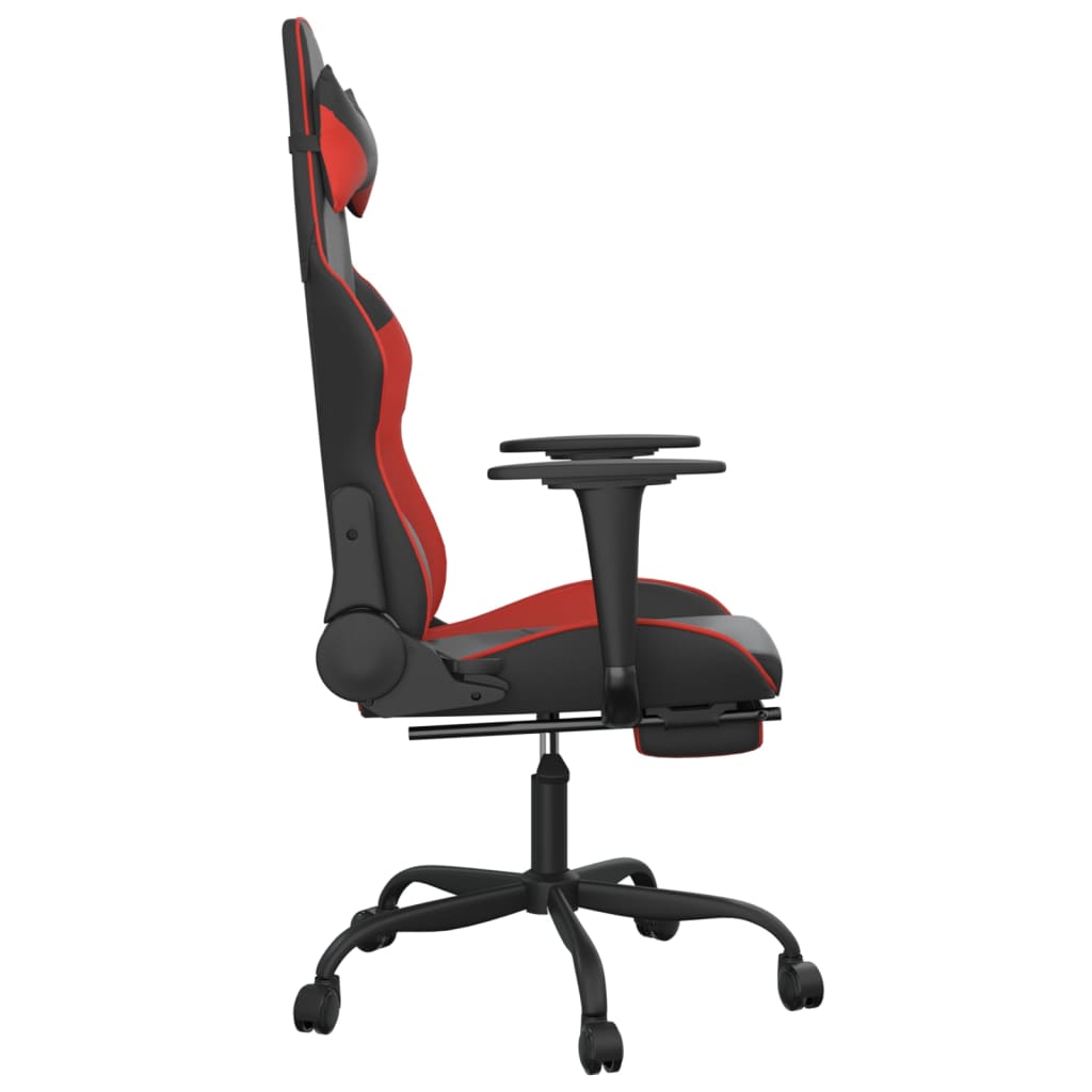 Gaming chair with massage/footrest, black/red, eco-leather