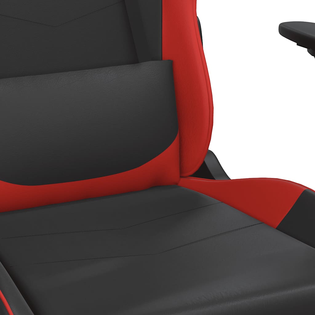 Gaming chair with massage/footrest, black/red, eco-leather