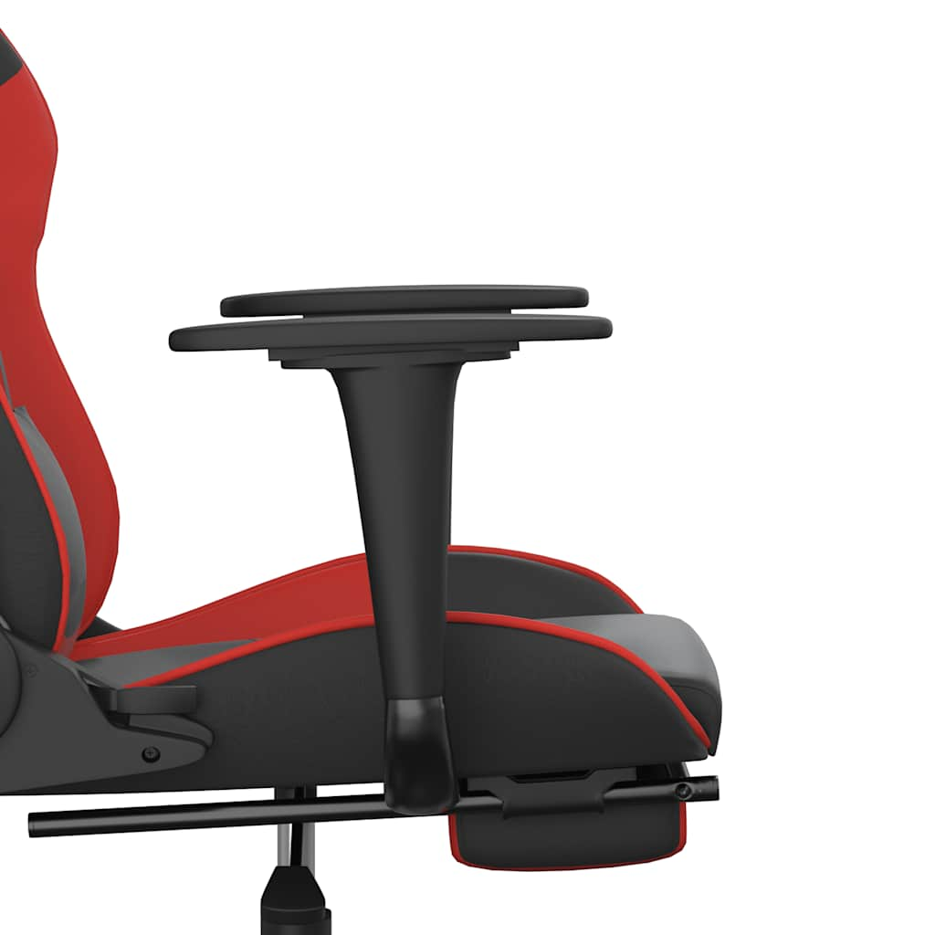 Gaming chair with massage/footrest, black/red, eco-leather