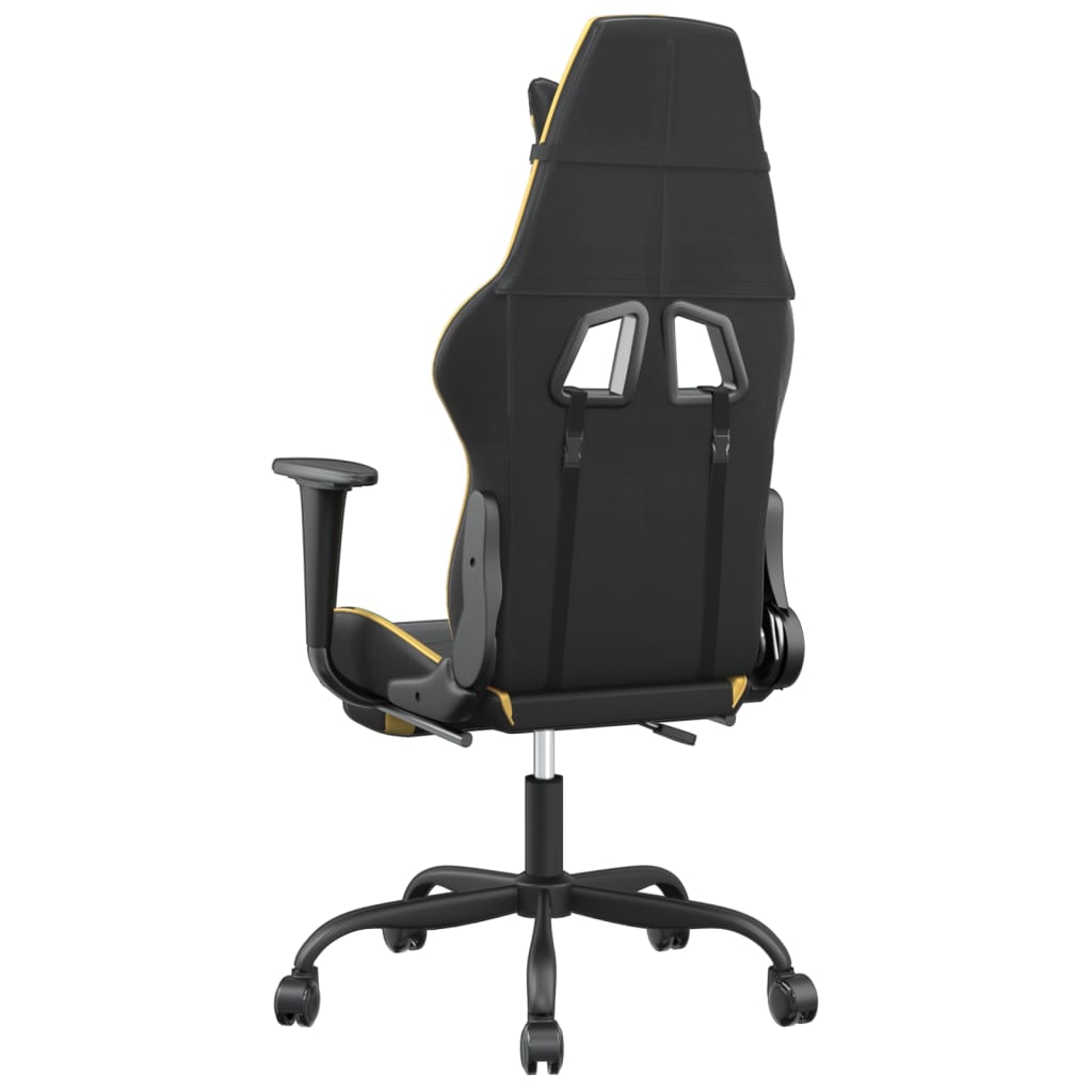 Gaming chair with massage/footrest black/gold eco-leather