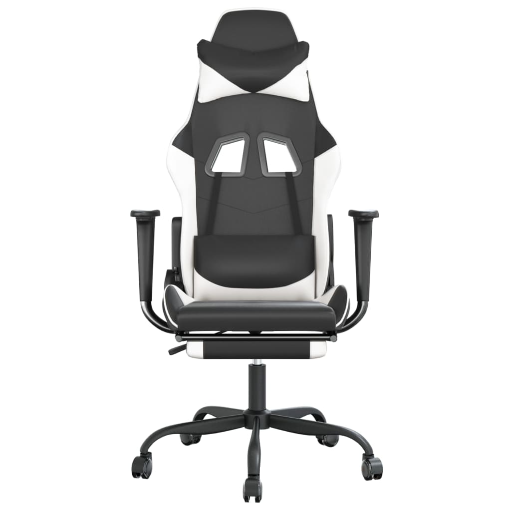 Gaming chair massage/footrest white/black eco leather