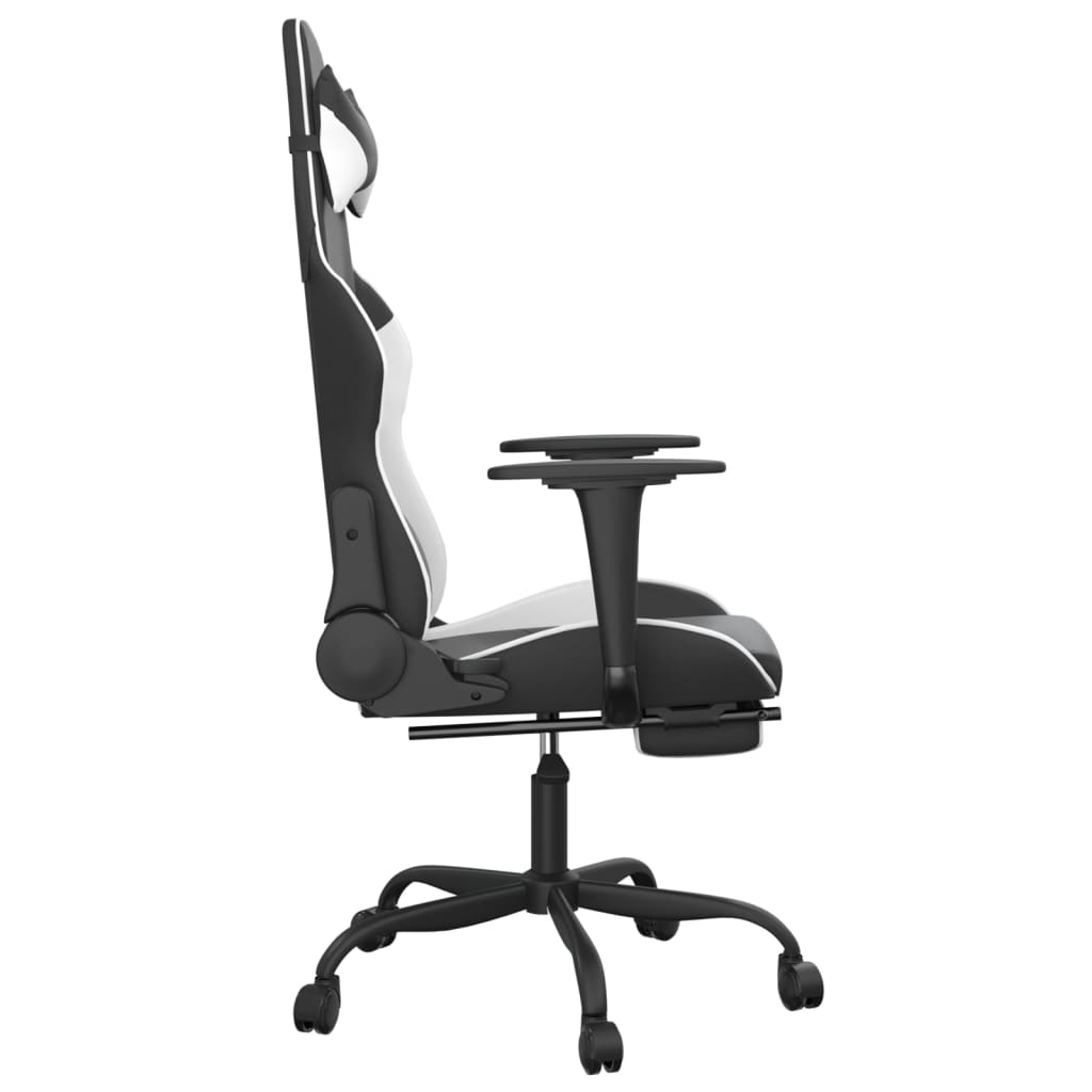 Gaming chair massage/footrest white/black eco leather