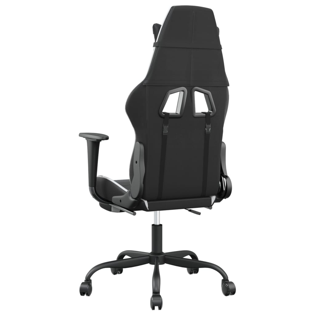 Gaming chair massage/footrest white/black eco leather