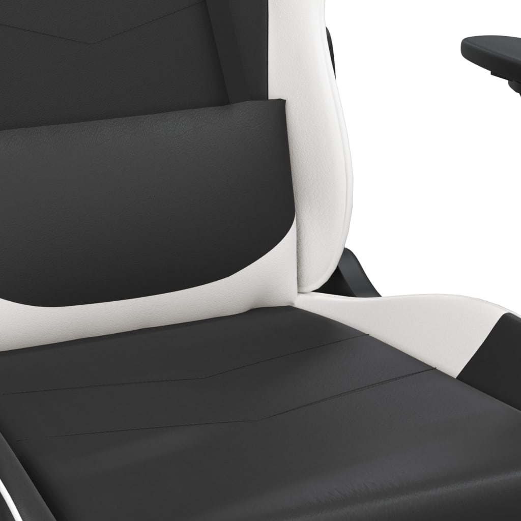 Gaming chair massage/footrest white/black eco leather