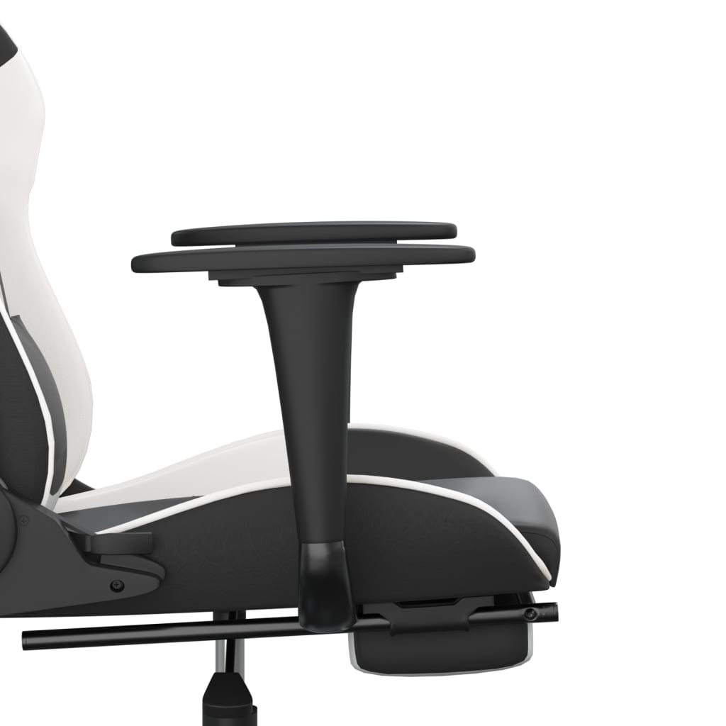 Gaming chair massage/footrest white/black eco leather