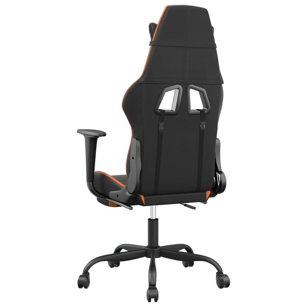 Scaun gaming masaj/suport picioare, negru/portocaliu, piele eco