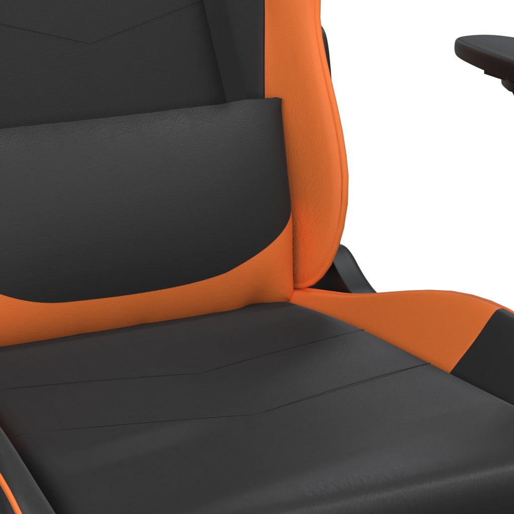 Gaming chair with massage/footrest, black/orange, eco-leather