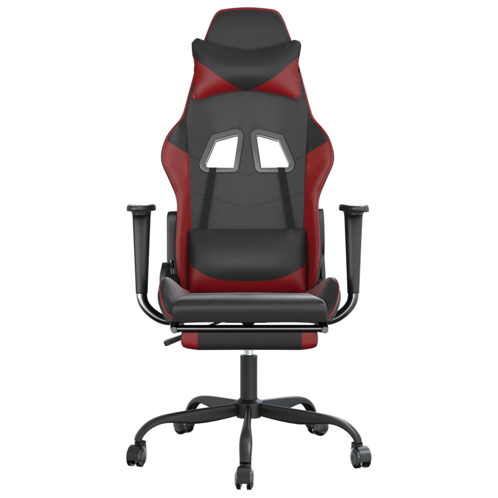 Gaming chair massage/footrest black/wine red eco leather