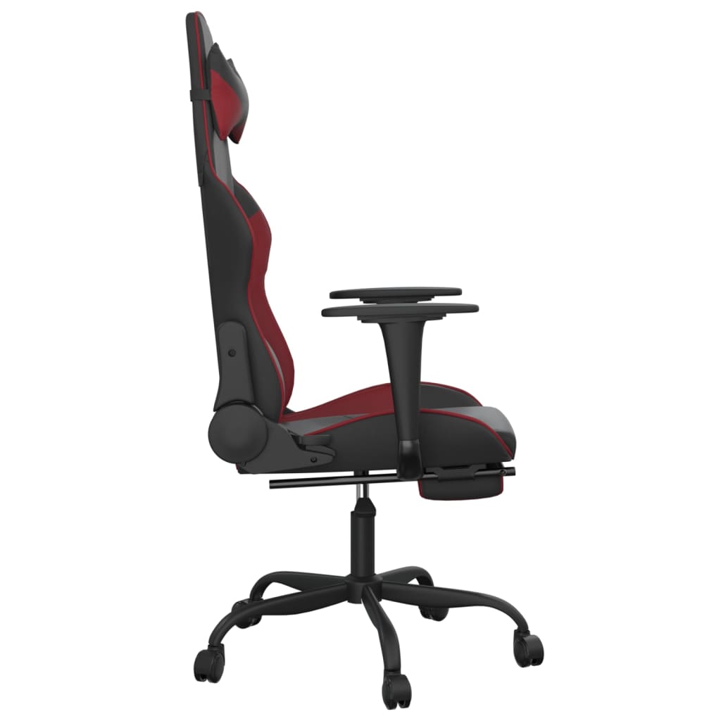 Gaming chair massage/footrest black/wine red eco leather