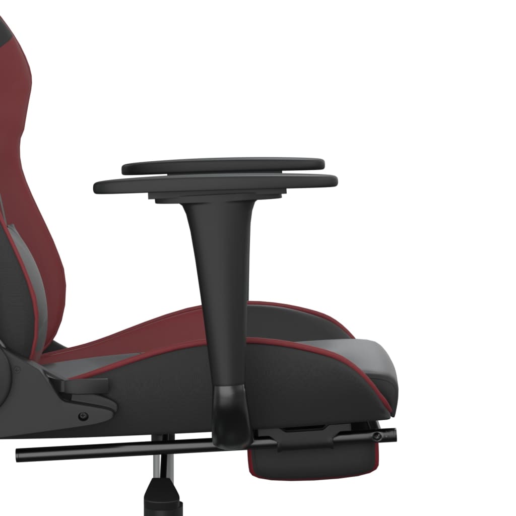 Gaming chair massage/footrest black/wine red eco leather