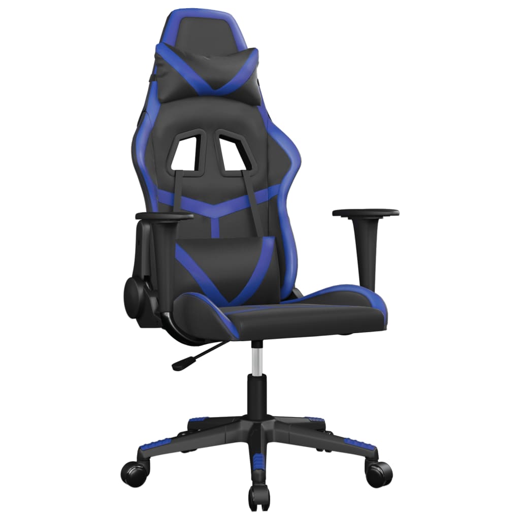 Massage gaming chair, black and blue, eco-leather